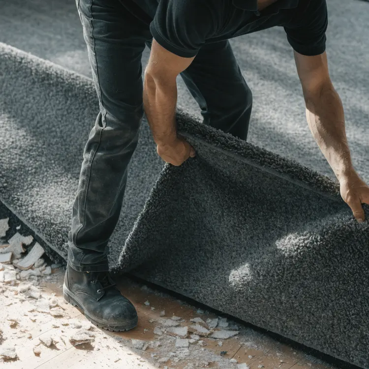 Carpet Removal by Worker