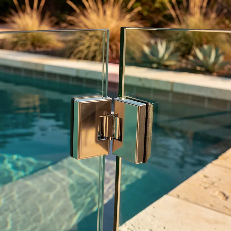 Glass Pool Fence with Self-Closing Latch Hardware