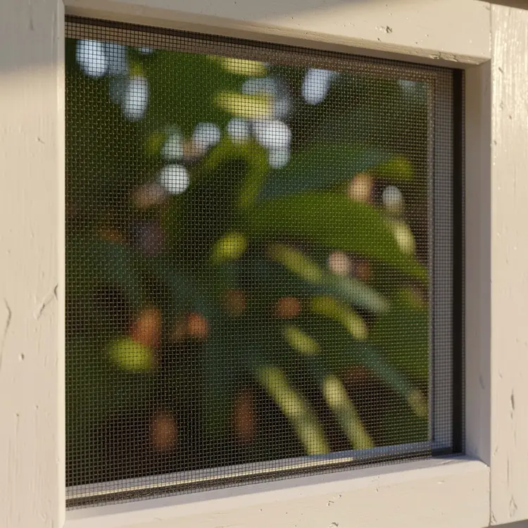 Window Screen Installation on White Wooden Frame
