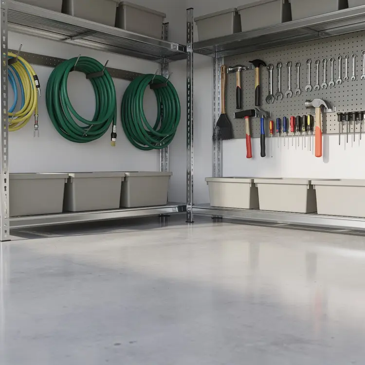 Organized Garage with Tool Storage and Shelving