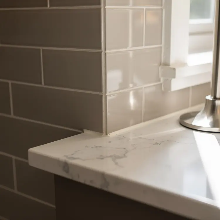Modern Kitchen Quartz Countertop and Subway Tile Backsplash