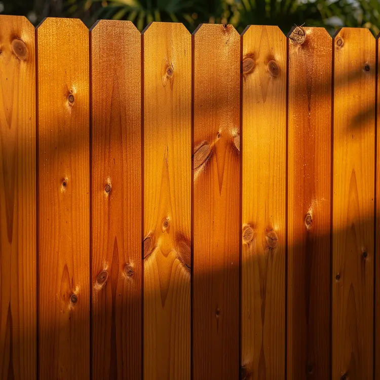Freshly Stained Cedar Wood Privacy Fence
