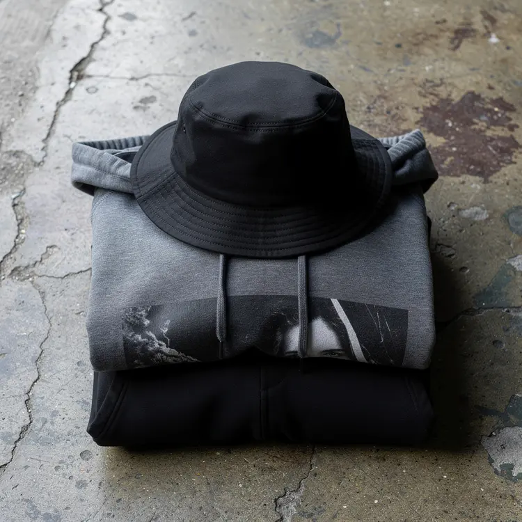 Urban Streetwear Flat Lay with Bucket Hat