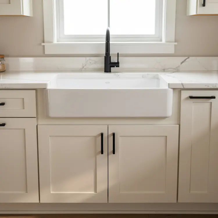 Modern White Shaker Kitchen with Farmhouse Sink