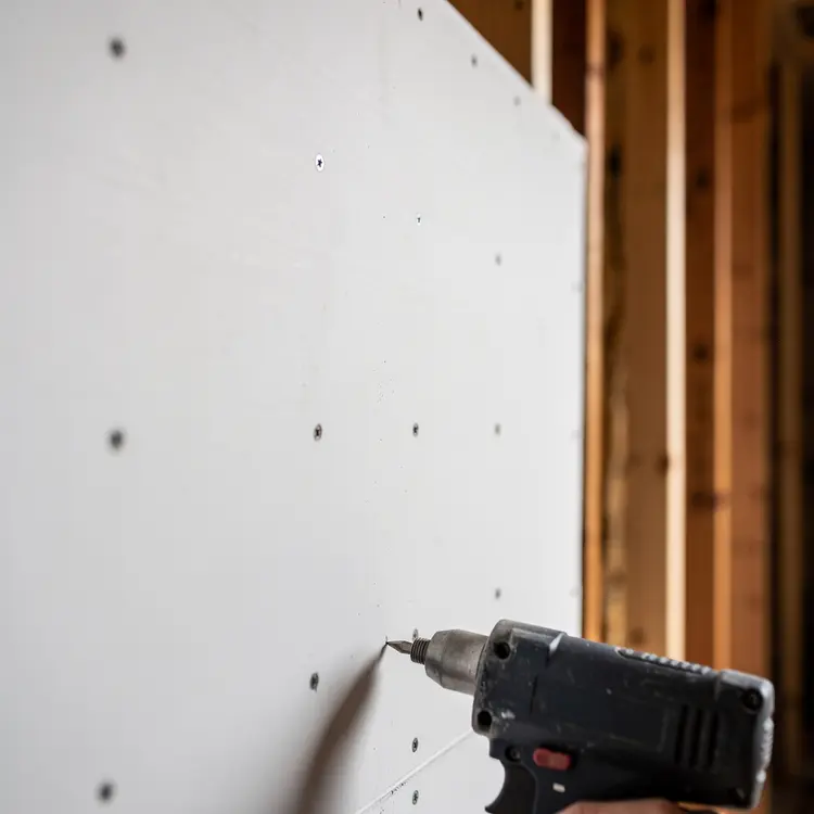 Drywall Installation with Screw Gun