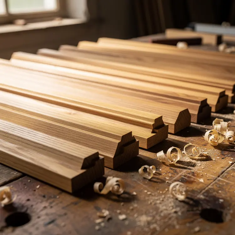 Custom Wood Trim Millwork on Workshop Bench