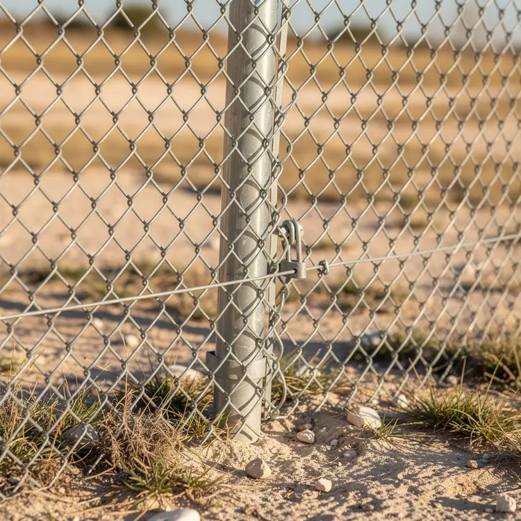 Chain Link Fence in Arid Landscape