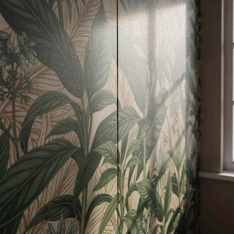 Botanical Wallpaper Installation Close-Up