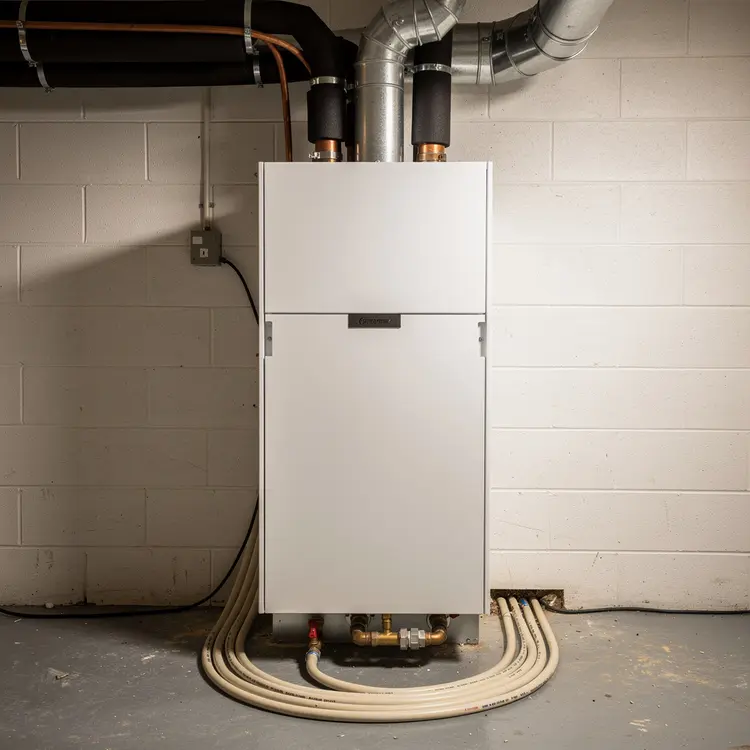Geothermal Heat Pump Unit in Utility Room