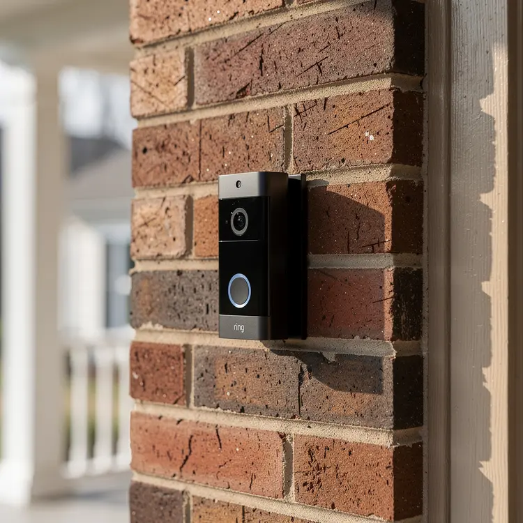 Ring Doorbell Installed on Brick Exterior
