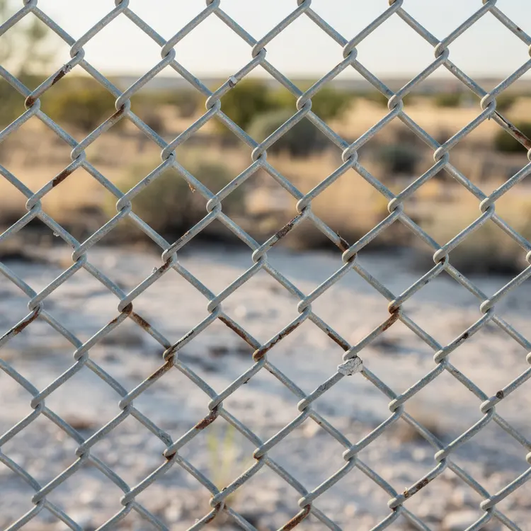 Chain Link Fence in Arid Desert Landscape