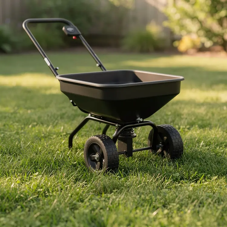 Broadcast Spreader on Residential Lawn