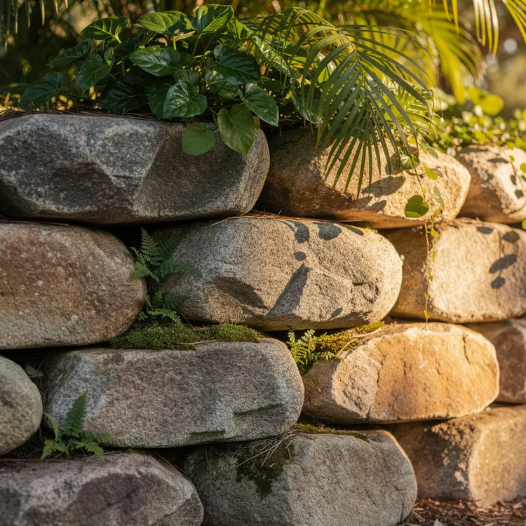 Tropical Boulder Retaining Wall