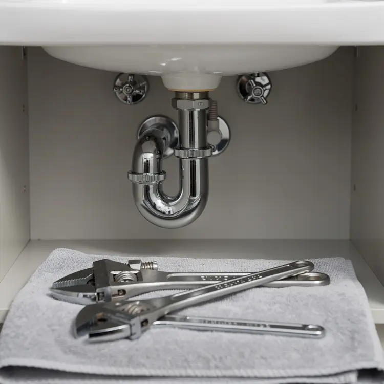 Under-Sink Plumbing with Wrenches