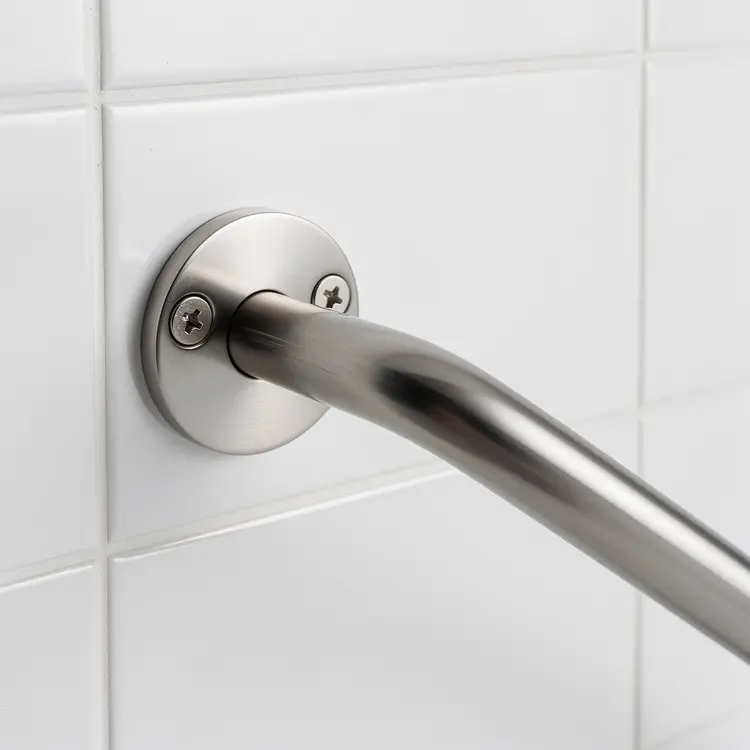 Stainless Steel Grab Bar Mounted on Tile Wall