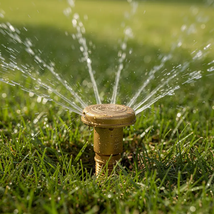 Brass Lawn Sprinkler Head in Action