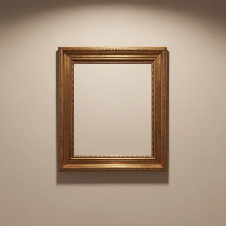 Empty Ornate Gold Picture Frame on Interior Wall