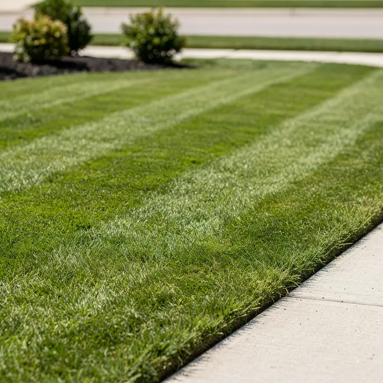Freshly Mowed Striped Residential Lawn