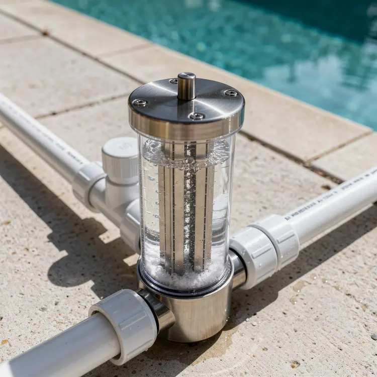 Saltwater Pool Chlorinator Cell at Equipment Pad