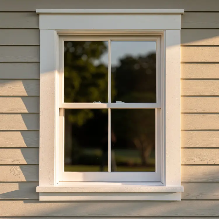 Freshly Installed Double-Hung Vinyl Window on Home Exterior