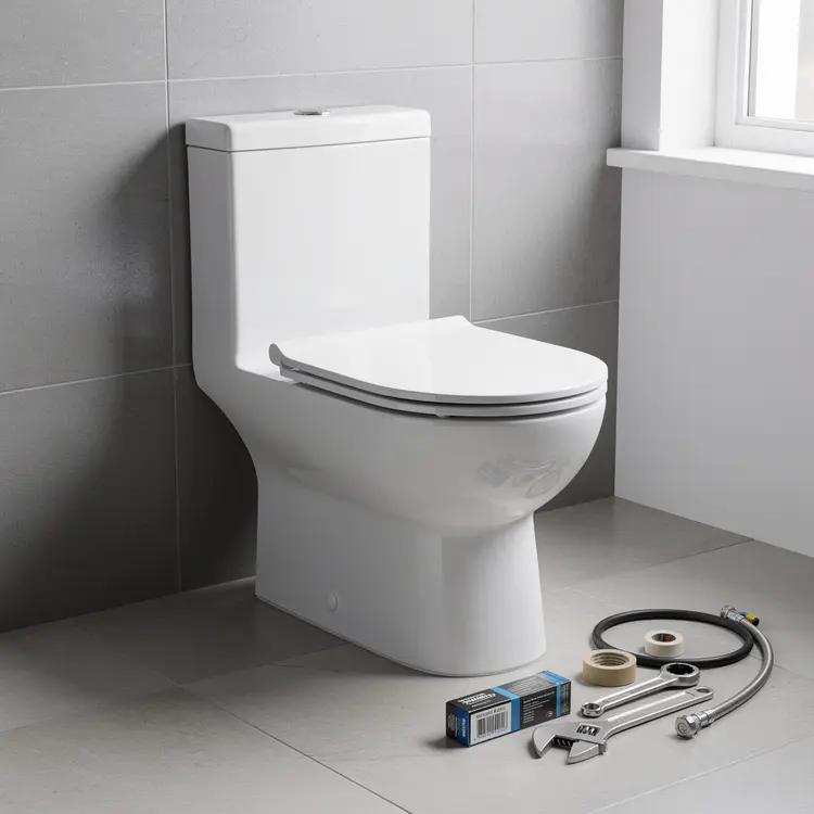 Toilet Installation with Plumbing Tools
