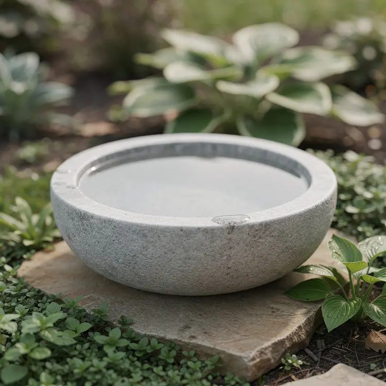 Decorative Stone Water Bowl in Garden