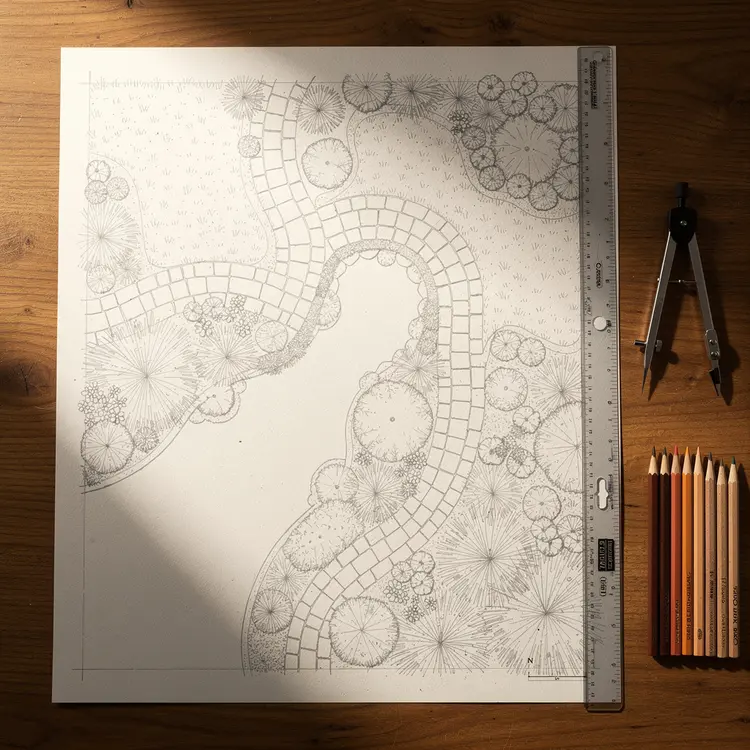 Hand-Drawn Landscape Design Blueprint