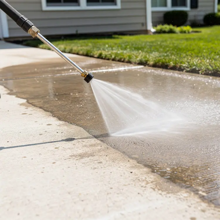 Pressure Washing a Residential Driveway