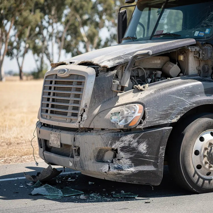 Damaged Semi-Truck After Collision