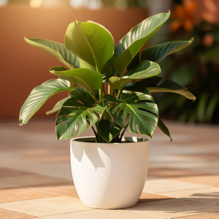 Tropical Potted Plant on Sunny Patio