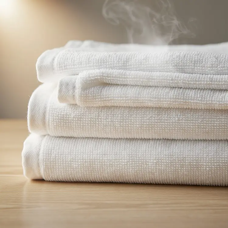 Fresh Folded White Towels and Linens