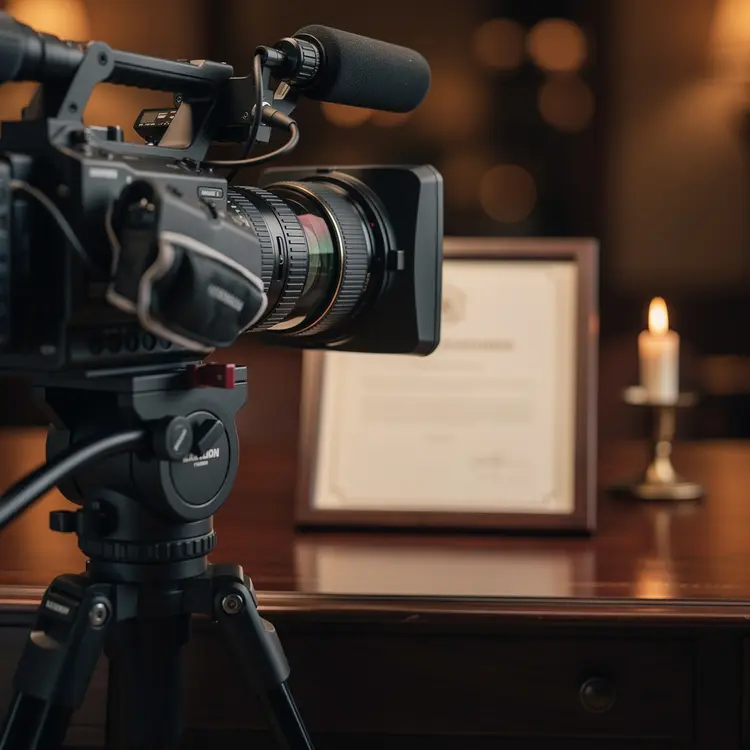 Professional Video Camera Aimed at Estate Document