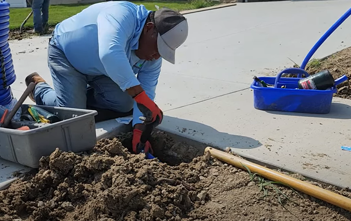 Underground Irrigation System Repair in Progress