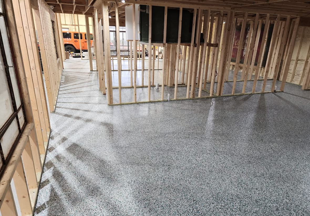 Commercial Epoxy Floor Coating During Construction