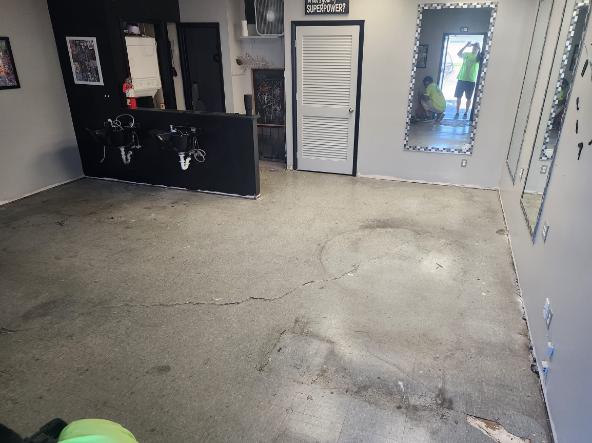 Commercial Space Floor Prep Before Concrete Coating