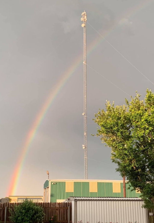 EBTX Wireless Tower with Double Rainbow – East Bernard, TX