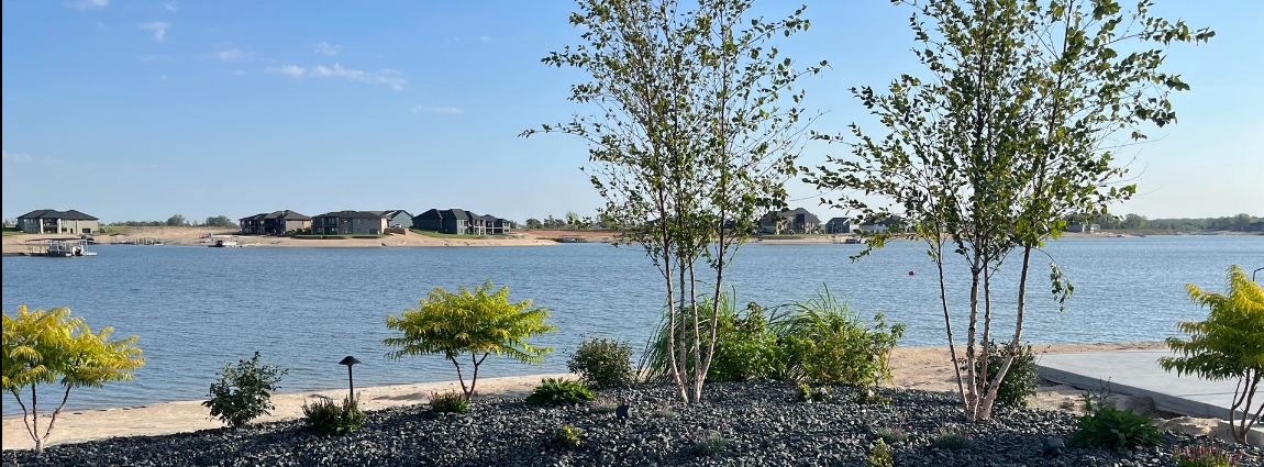 Lakefront Landscape Design with Trees and Shoreline Planting
