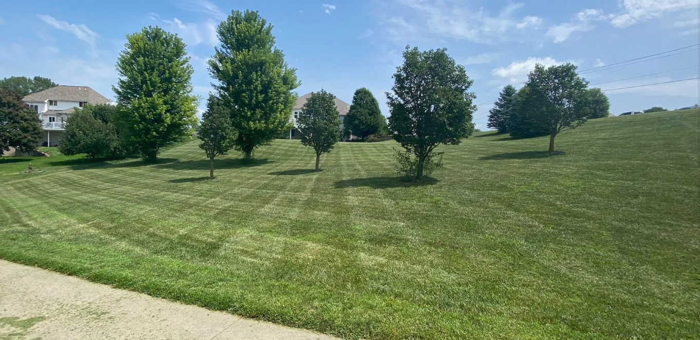 Professional Lawn Mowing with Stripe Pattern – Council Bluffs, IA