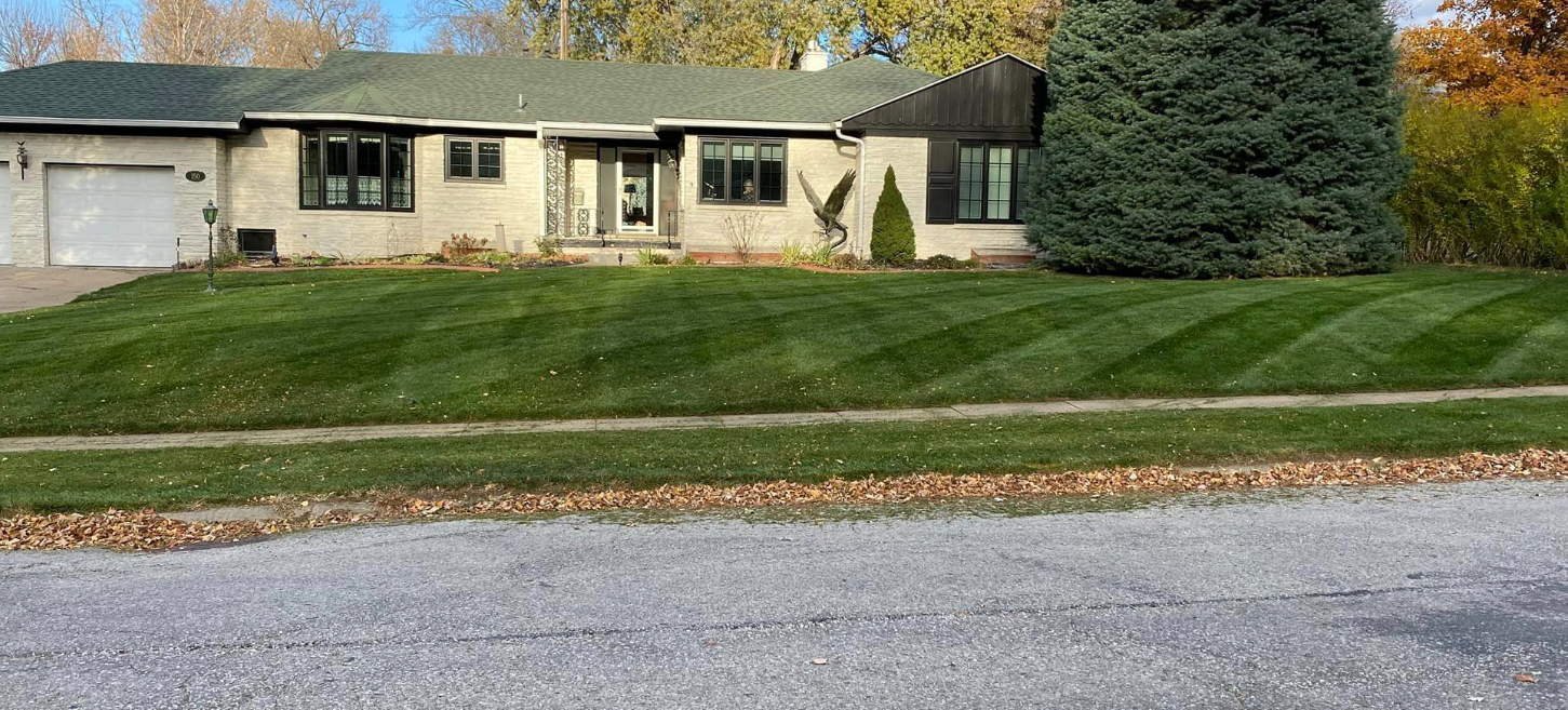 Professionally Mowed Front Lawn with Striped Finish