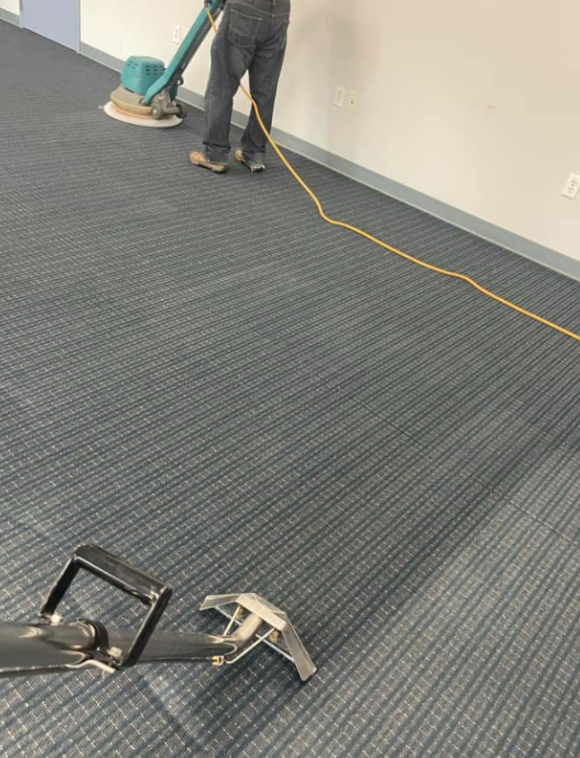 Professional Commercial Carpet Cleaning in Progress