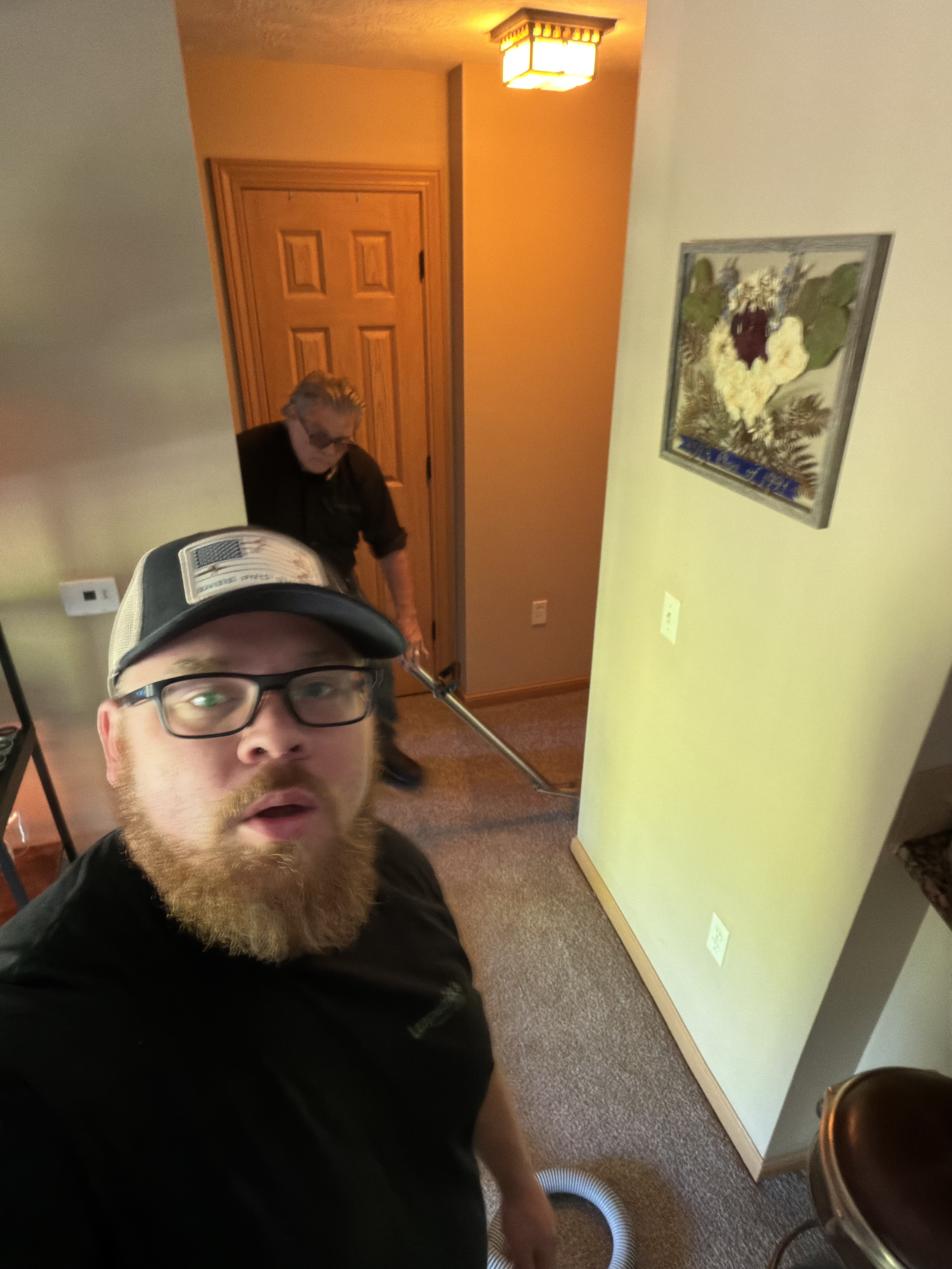 Professional Residential Carpet Cleaning in Progress