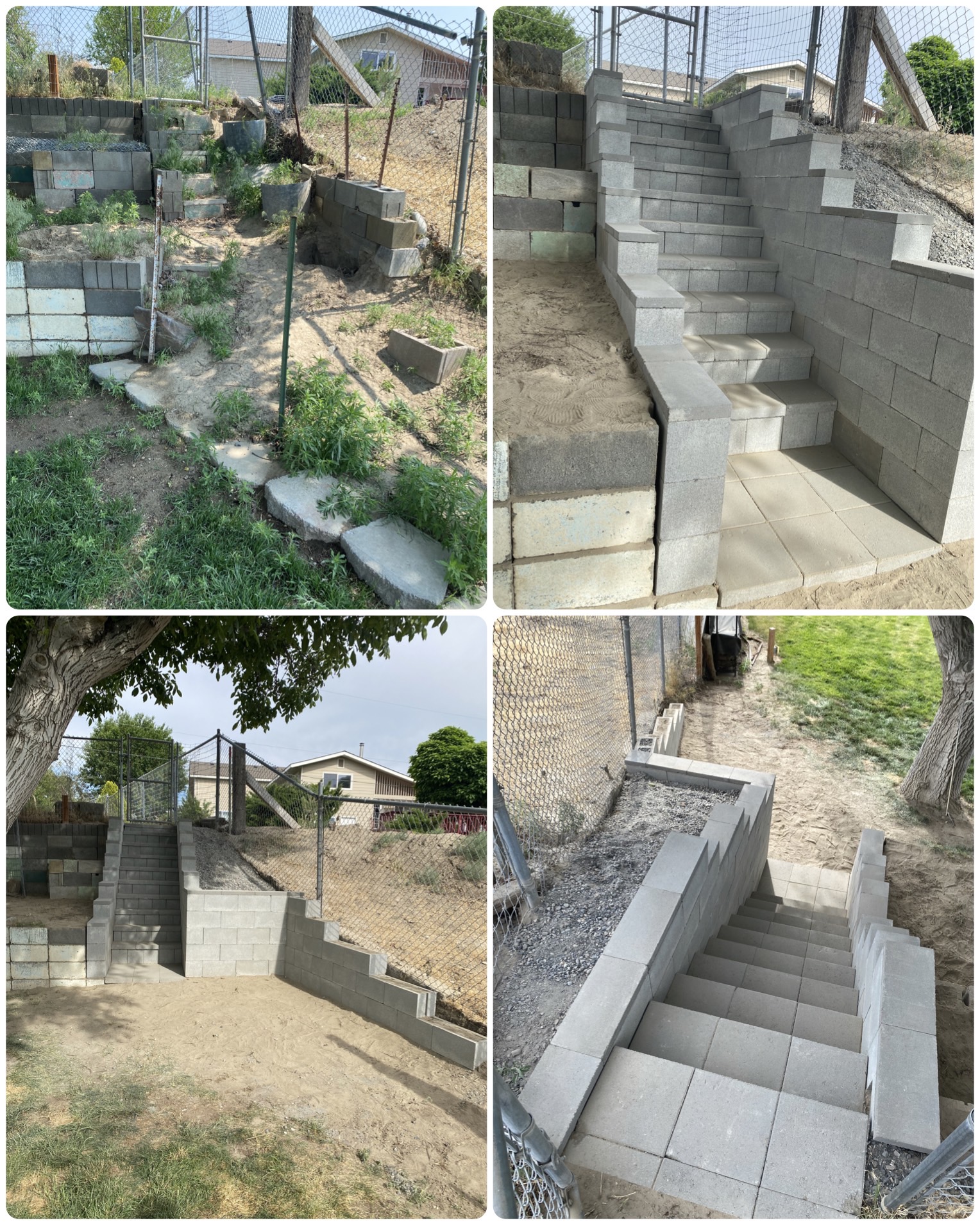 Concrete Block Retaining Walls & Staircase Construction
