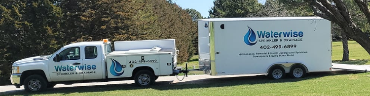 Waterwise Sprinkler & Drainage Service Truck and Trailer