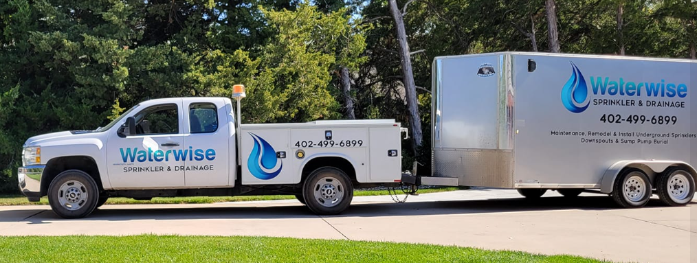 Waterwise Sprinkler & Drainage Service Truck and Trailer