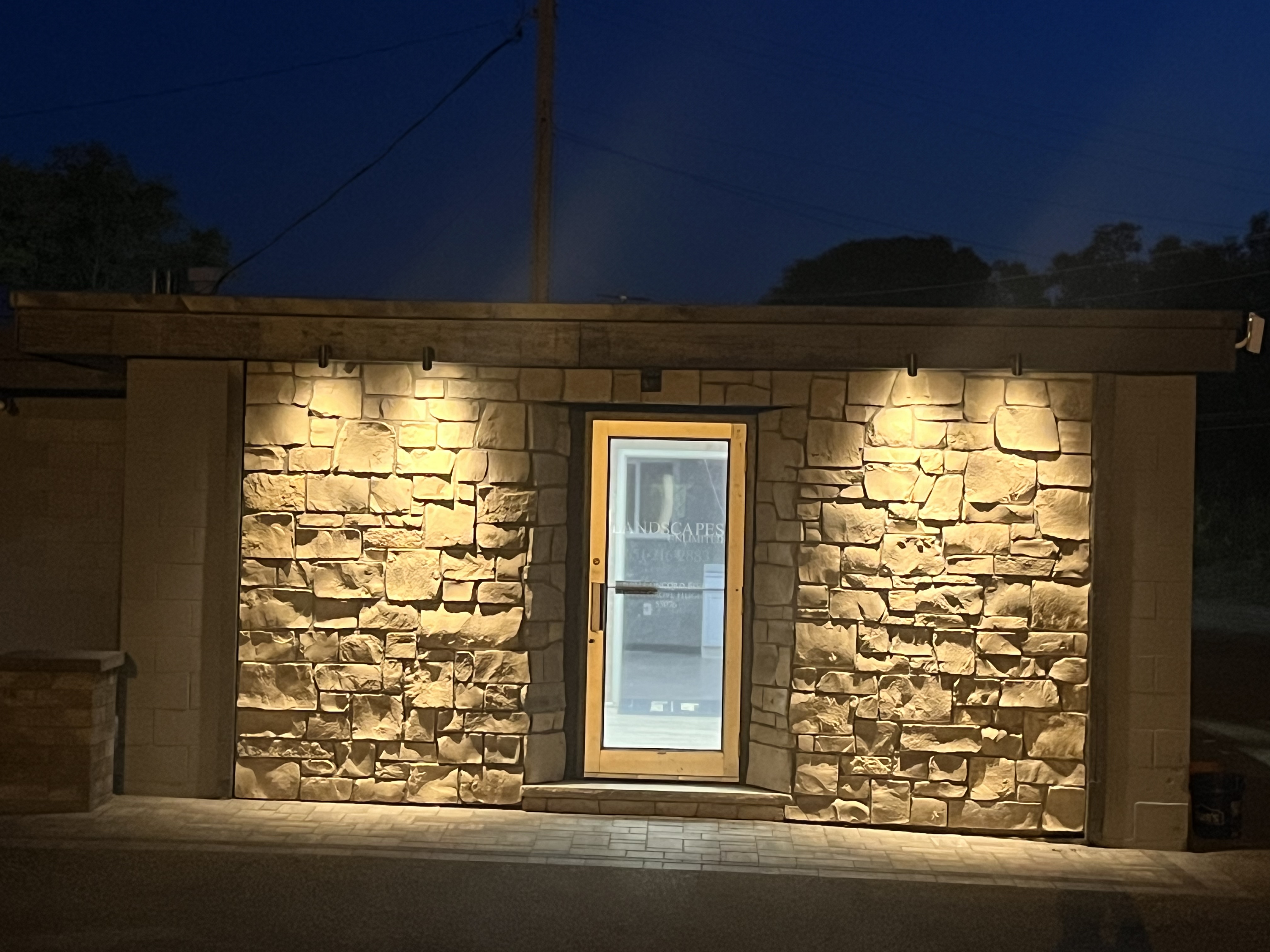Stone Building Exterior with Architectural Night Lighting