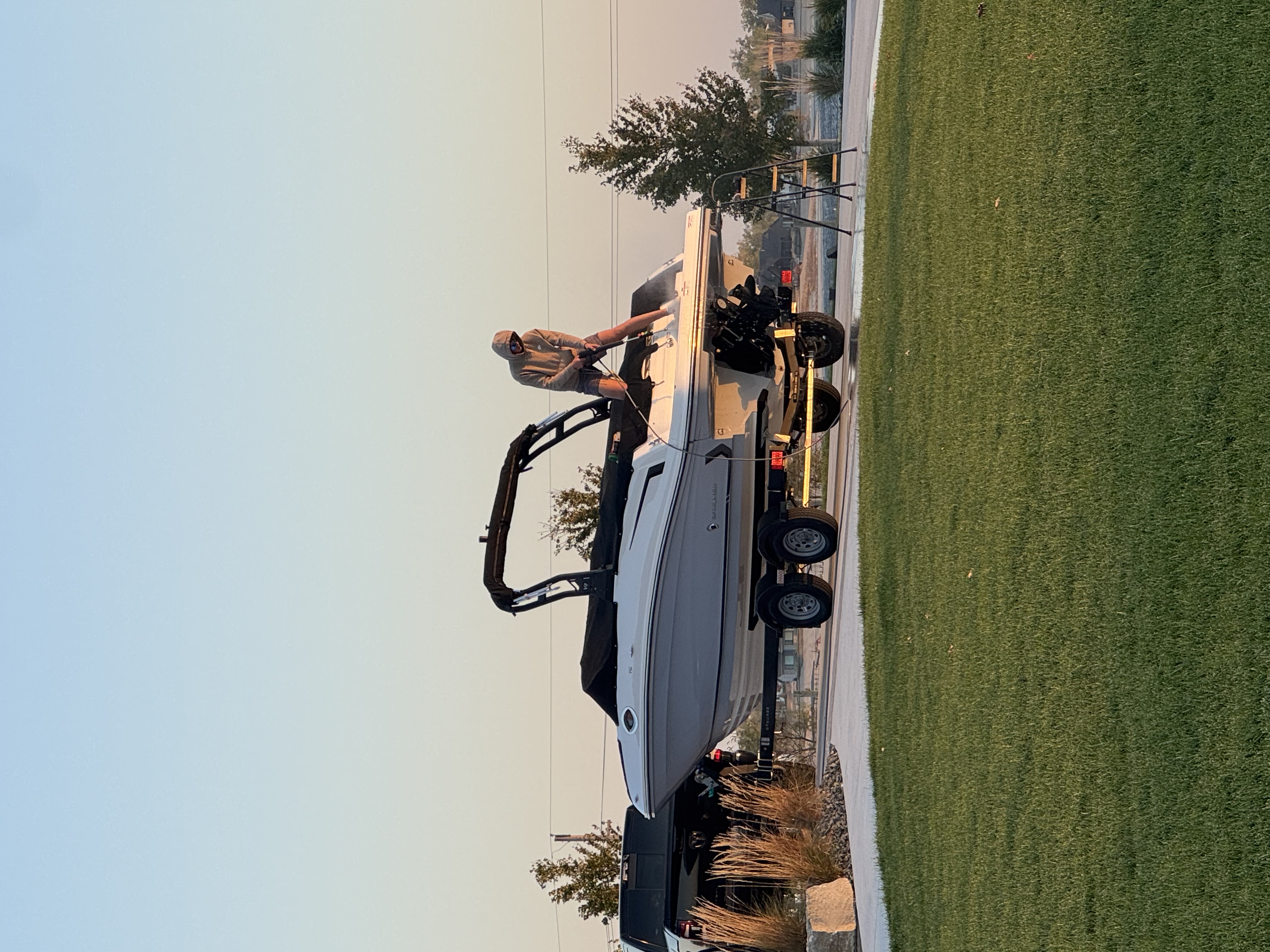 Professional Boat Cleaning and Service on Trailer