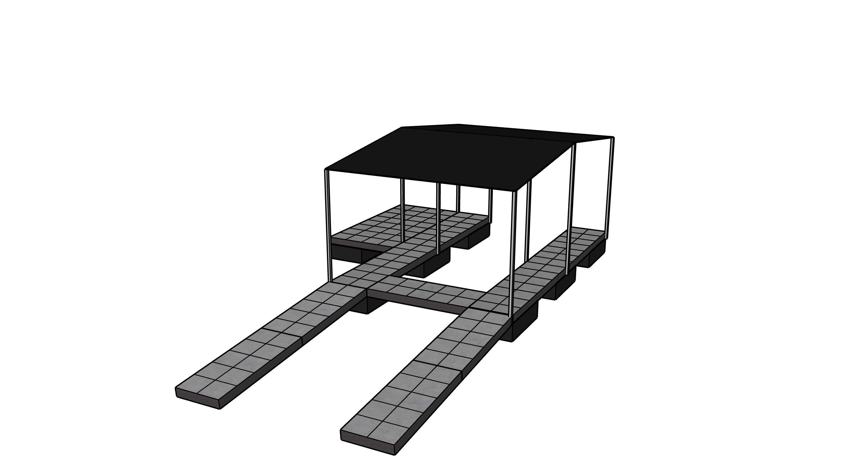Custom Covered Dock System with Extended Walkways