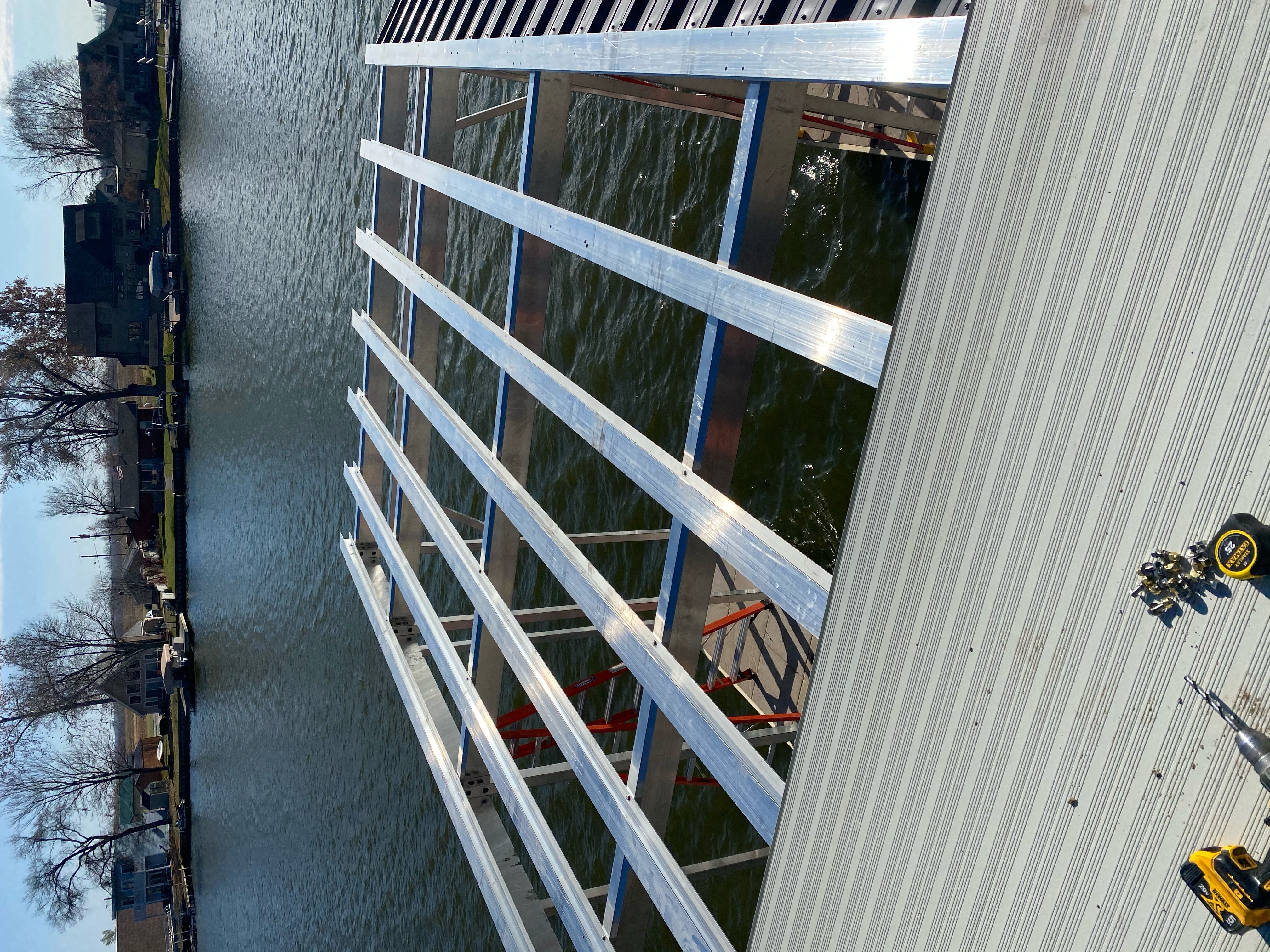 Aluminum Dock Frame Installation in Progress