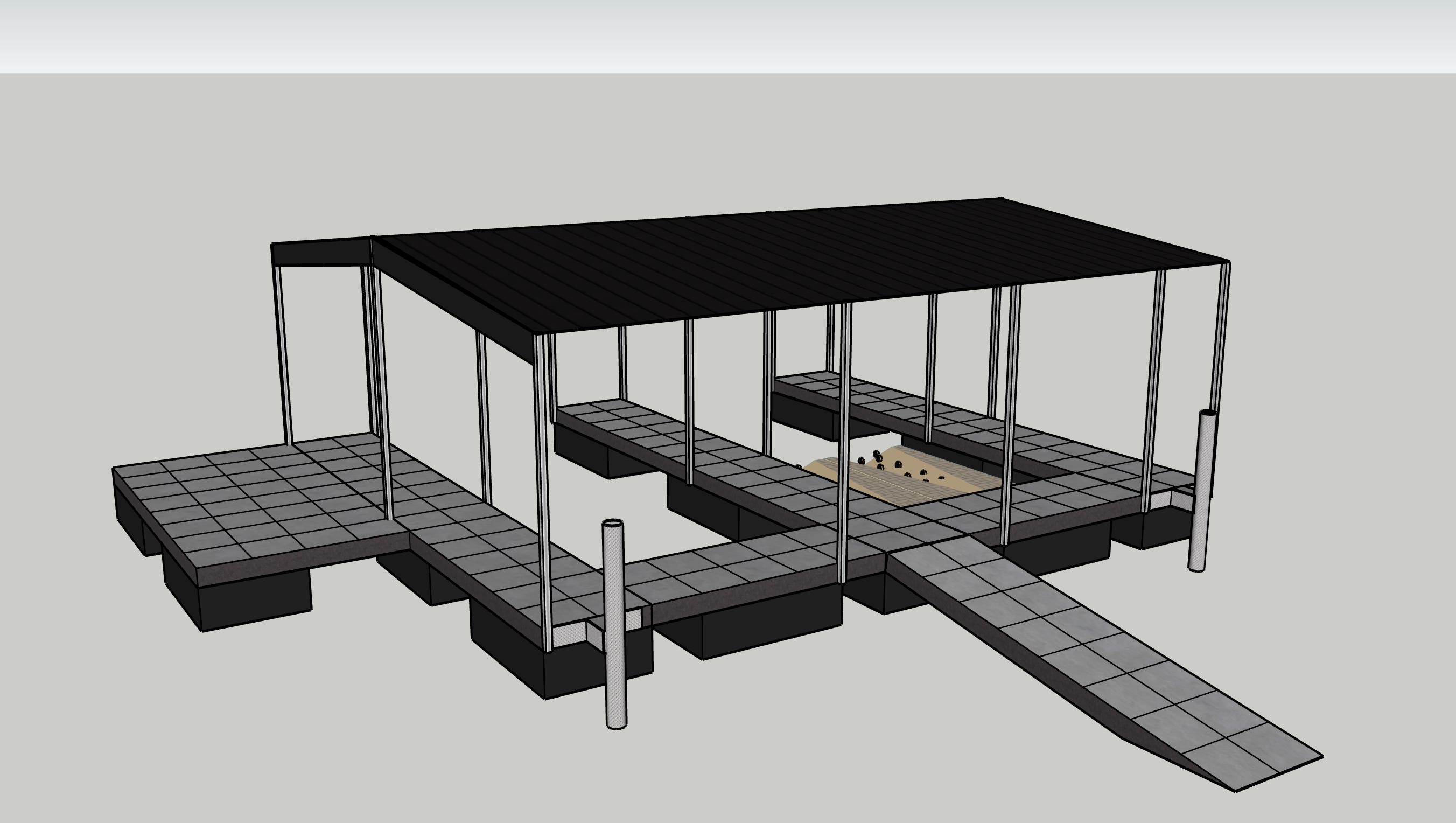 Custom Covered Floating Dock Design Rendering