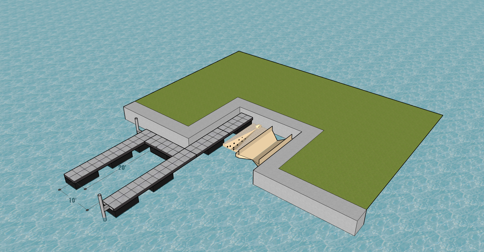 Custom Dock & Boat Lift 3D Design Rendering